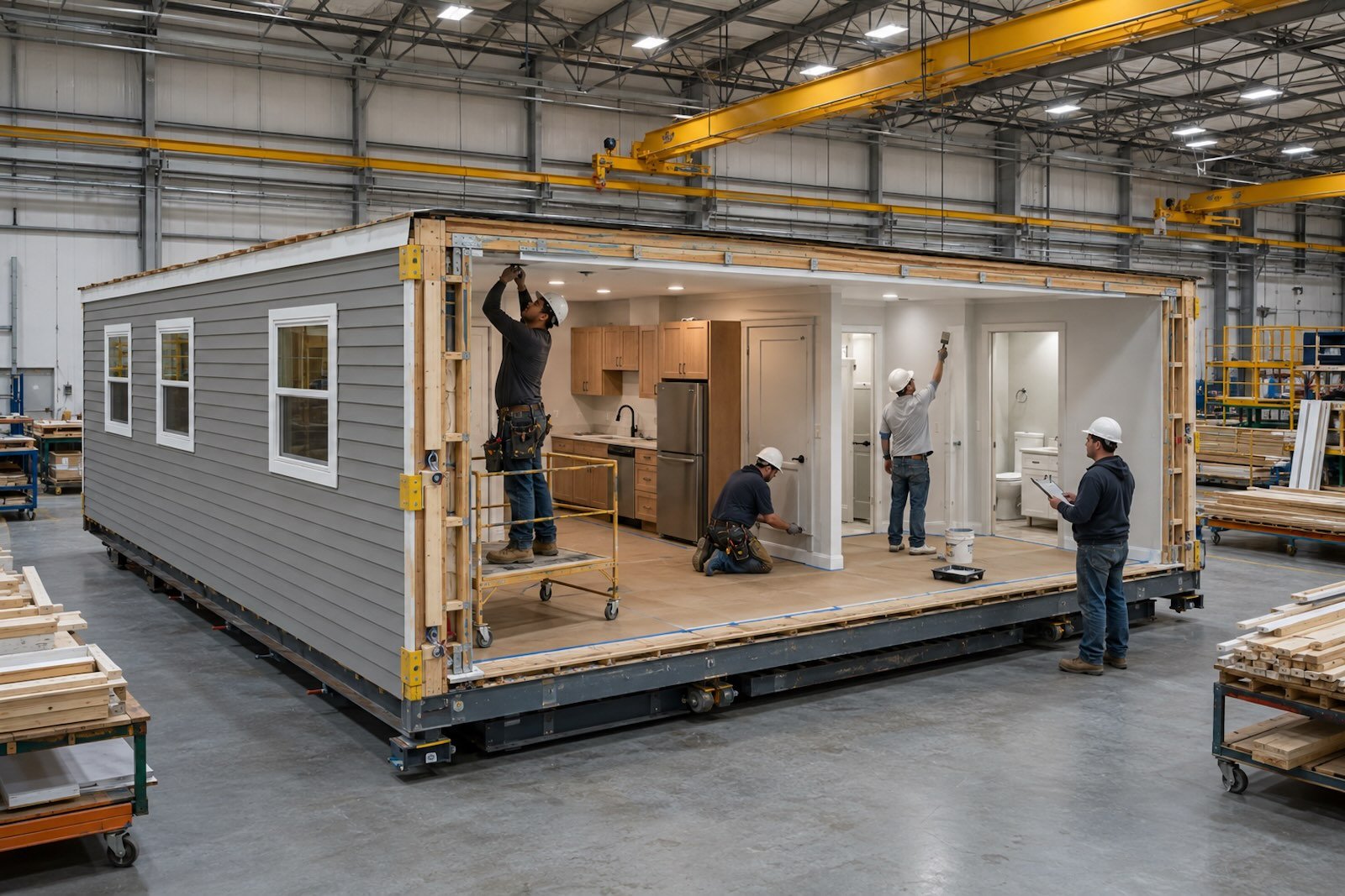 ADU module under construction in a factory